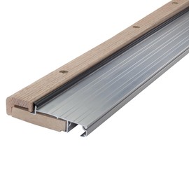 M-D Building Products 76265 4-9/16 in. x 1-1/8 in. x 36 in. Silver Adjustable Aluminum & Hardwood Threshold Kit - Versatile Solution for French and Exterior Doors