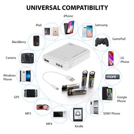 Success4Sport Portable AA Battery Travel Charger for LG Optimus G2x and Emergency Re-Charger with LED Light! (Takes 4 AA Batteries) [White]