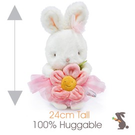 BUNNIES BY THE BAY Blossom Bunny Teddy: Super Soft Fur Stuffed Animal in Pink Tutu with Velour Flower | 24cm Tall Cuddly Toy | baby toys from birth