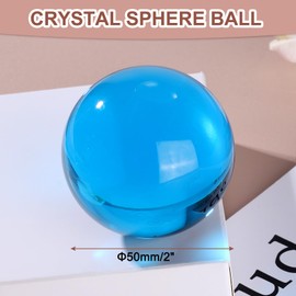 sourcing map 50mm/2" Crystal Sphere Ball Glass Solid Decorative Sphere Crystal Ball Prop Ornament for Feng Shui Divination Fortune Telling Tabletop Fountain Decoration, Lake Blue