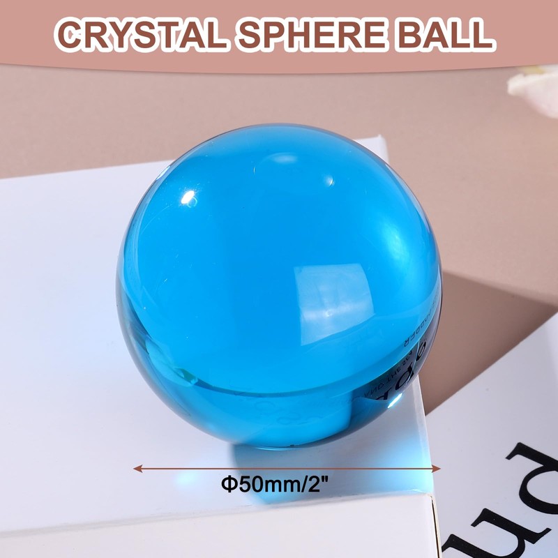sourcing map 50mm/2" Crystal Sphere Ball Glass Solid Decorative Sphere