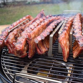 Stainless steel rib holder, RibRack for 6 all-round crispy spare ribs from the grill and oven