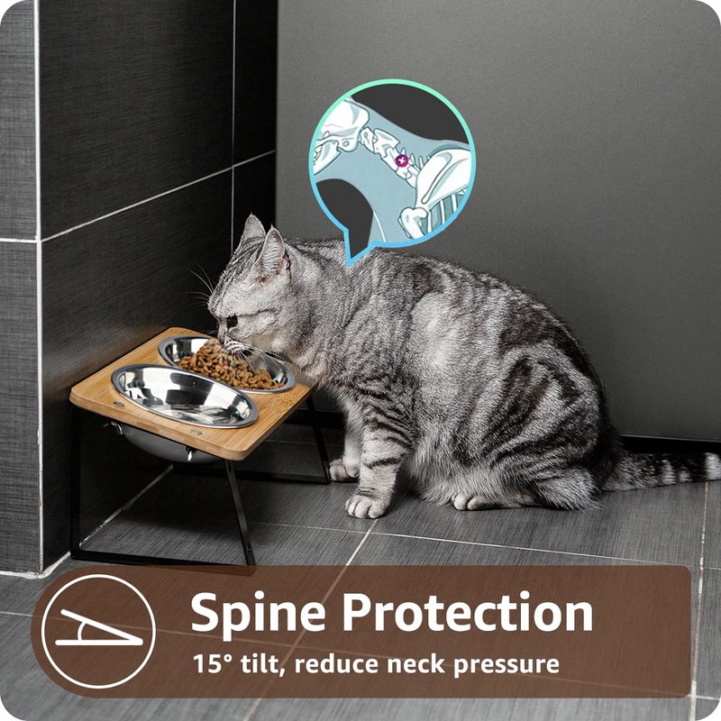 AYADA Elevated Cat Bowls, Height Adjustable Raised with Stand Lifted
