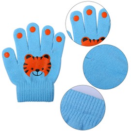 Cooraby 6 Pairs Kids Warm Magic Gloves Winter Stretchy Knit Gloves for Boys Girls