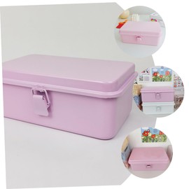 Tofficu Metal Toolbox Organizer Sturdy Tool Storage Case for Garage Home Essential Tool Container with Locking Mechanism Pink Color
