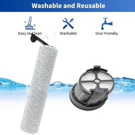 Replacement Parts for Dreame H14 Pro Wet Dry Vacuum Cleaner, Accessories inclue 4 HEPA Filters & 2 Brush Rollers
