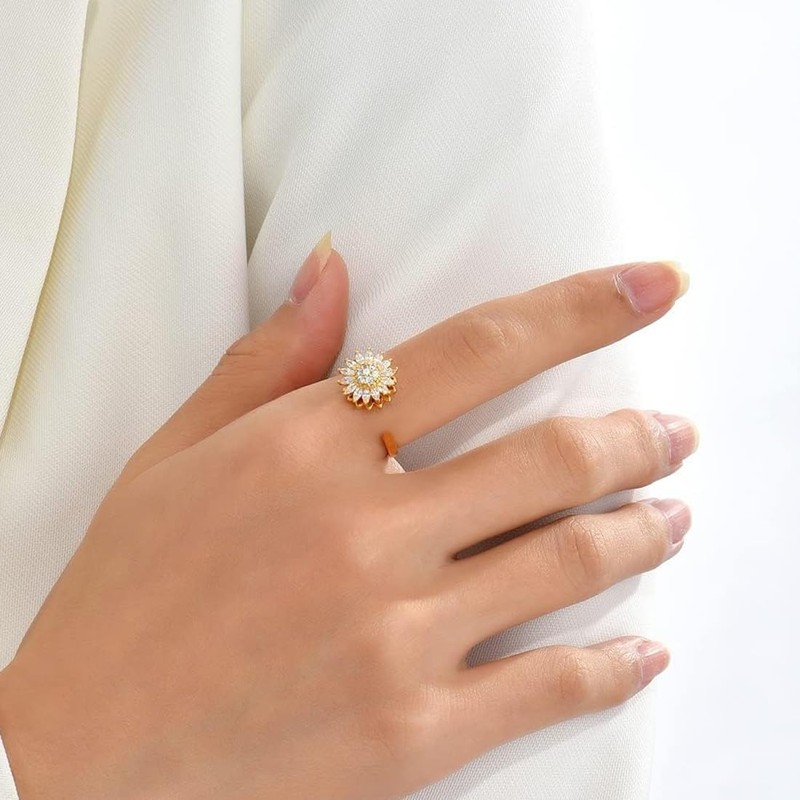 EWOECUI Anxiety Spinning Rings, Open Ring, Fidget Spinner Rings, Adjustable