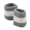 Terry Stripe Wristband Pair (Grey White, One Size)