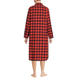 Latuza Men's Cotton Flannel Nightshirts Long Sleeve Night Gown L Red Black