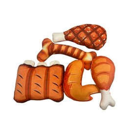 POOPONE Squeaky Dog Toys - BBQ Puppy Teething Chew Toys,Stuffed Dog Plush Toys for Puppies, Small and Medium Dogs, 5 Pack