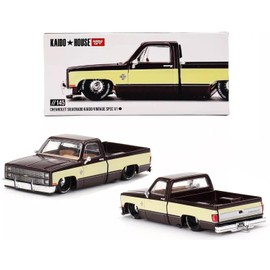 TSMMODEL Diecast Model car in Compatible with Silverado Kaido Vintage Spec V1, Two Tone: Brown & Cream 1/64 (3 inches) Scale, Die-Cast Toy Pickup Truck by Kaido House