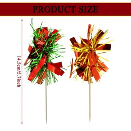 60 PCS Christmas Cupcake Toppers,Colorful Sparkle Tinsel Firework Cupcake Toppers,for Party Wedding Birthday Valentine's Day Celebration New Year Holiday Decoration