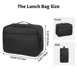 Lunch Bag for Men Reusable Lunch Box, Small Lunch Box for Office Work Outdoor Travel - Reusable Portable Lunch Bags with Handle and Bottle Pocket(4.5L,Black)