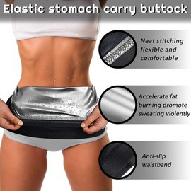 Geyoga Waist Trimmer Sweat Waist Trainer Wrap Stomach Wraps for Women Bodybuilding (Silver Inner,XL Size)