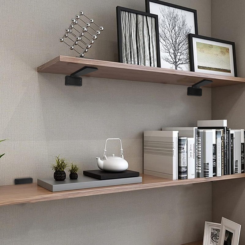 HITOMEN Heavy Duty Floating Shelf Brackets, 4-Inch (1/5'' Thick) Hidden