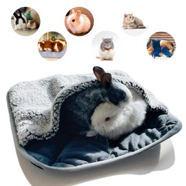 TU'ERYE Self Warming Sleeping Bag for Small Pets, 15.7" x 15.4" Winter Cave Bed Warm Pad with Blanket for New Born Kitten Puppy Bunny Rabbit Guinea Pig Hamster Small Animals, M Grey
