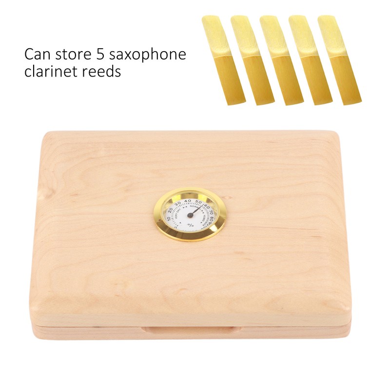 Saxophone Clarinet Reed Case Solid Wood 5-Reeds Holding Storing Box