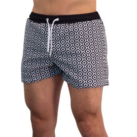 JOHN LEOPARD Traje De Baño Sirocco Black Talla 32 - M – Traje de Baño Sirocco 100 % Poliéster de Secado Rápido, Red Interna de Soporte, Bolsillos de Seguridad y Punteras Cromadas en Cintura