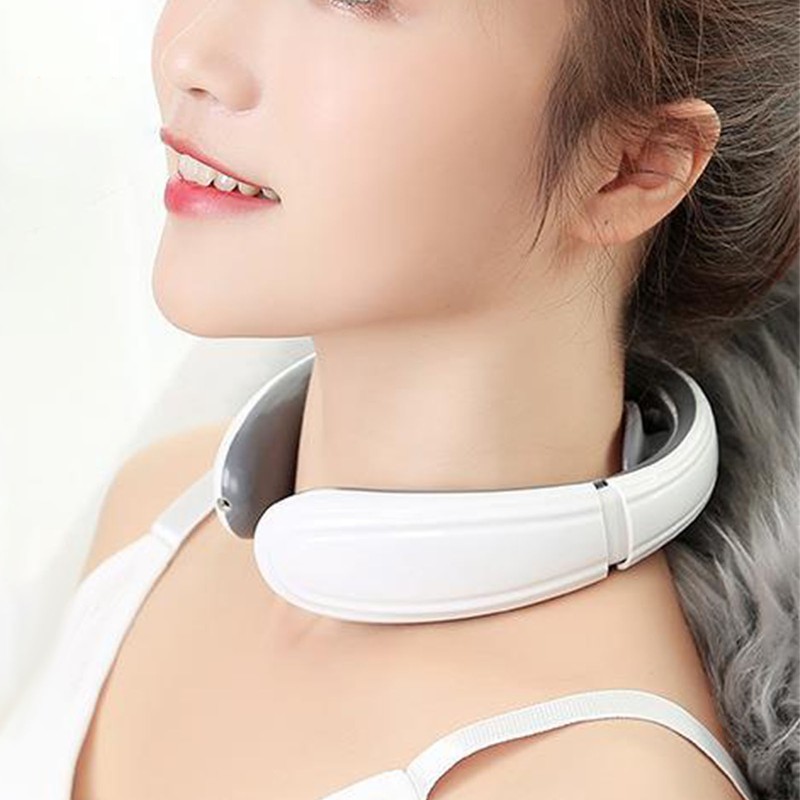 Heated TENS Neck Massager 9 Gears Vibration Rechargeable Electromagnetic Pulse