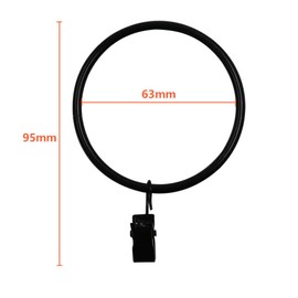 14 Pack Strong Iron Metal Curtain Rings with Clips 2.5 Inch Diameter, Decorative Drapery Rustproof Curtain Rod Clip Ring, Durable Vintage Drapery Hooks with Clips (14PCS Black)