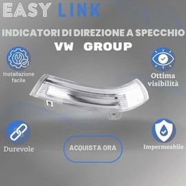 Easy Link Indicatore Laterale Specchietto Retrovisore Sinistro Lato Conducente Indicatore di Direzione Compatibile con VW Golf 5/6 Wagon/Plus Sharan Eos Jetta Passat B5.5 B6 Seat Alhambra Skoda Superb