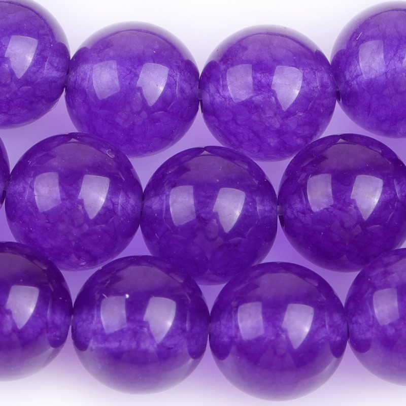 GEM-Inside Natural 8mm Dark Purple Jade Round Gemstone Semi Precious