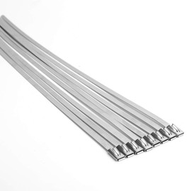 Metal Zip Ties of 100 Pcs, 16 IN SUS 304 Stainless Steel Cable Ties, Heavy Duty Metal Zip Ties for Exhaust Wrap, Heat Resistant Fencing Ties. for Pipe, Auto repair. L/16”(400mm) W/0.18”(4.6mm)