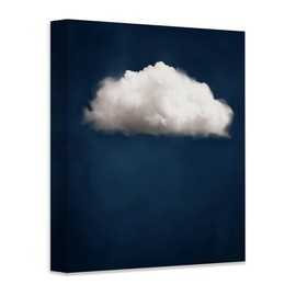 Minimalist Cloud on Blue Wall Art - Contemporary Abstract Canvas Print for Modern Home Decor in Living Room, Bedroom, and Office, Tranquil Ambiance and Serene Beauty (Stretched Canvas, 18" x 24")