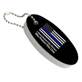 GRAPHICS & MORE I Stand Behind the Heroes Who Protect This Line Thin Blue American Flag Floating Keychain Oval Foam Fishing Boat Buoy Key Float