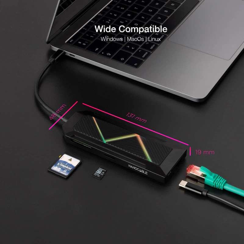 USB C Hub with Multiple Ports: 3 USB-A, USB-C Fast