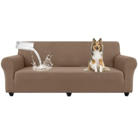 Taque Waterproof Couch Cover for Pets, Dual Layer TPU Sofa Protector 100% Leakproof Dog Proof Stretch Non-Slip Washable Furniture Covers for Pets, Dogs, Cats and Kids (Oversized Sofa,Taupe)