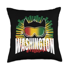 Reggae Washington Cool Cat Jamaica Ski Goggles Washington Throw Pillow