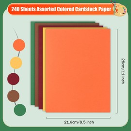 MixTeach 240 Sheets Assorted Autumn Theme Cardstock Paper 8.5 x 11" Medium Thick Card Stock 180gsm/65lb Printable Kraft Paper for Fall Scrapbooking, Card Making, Invitations, DIY Art Craft Supplies