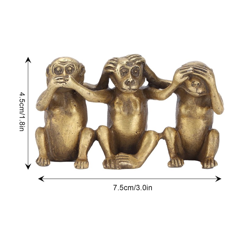 3 Wise Monkey Statues, Speaking, Hearing, Seeing, Nothing, Evil, Three
