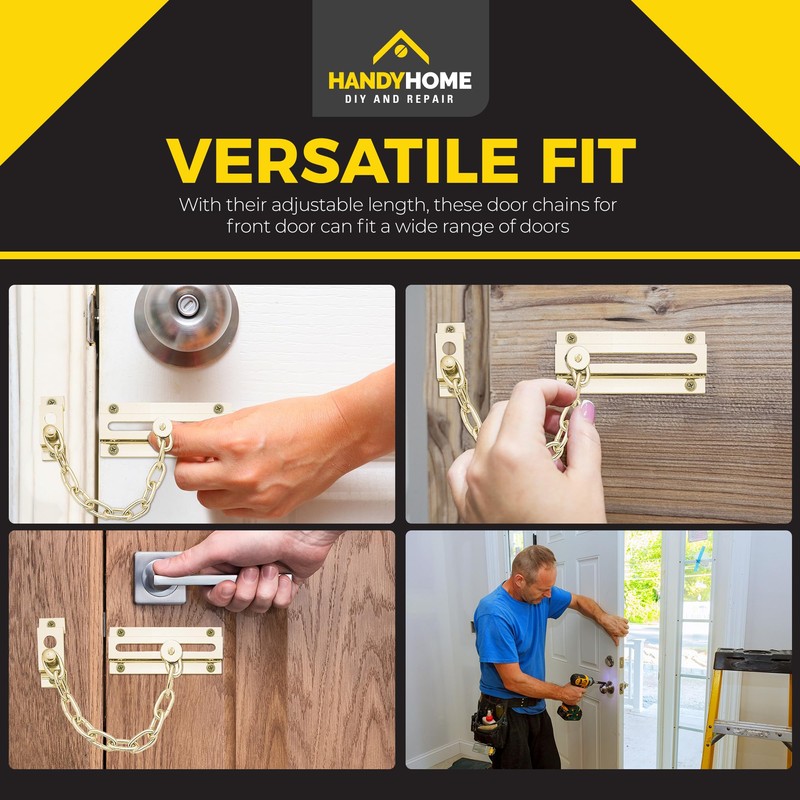 SOL 4pk Door Chain – Brass Restrictor for Front Door