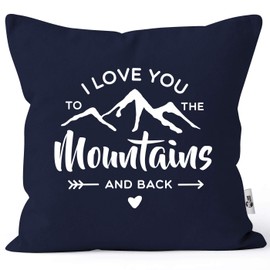 MoonWorks® I Love You to The Mountain and Back Cushion Cover Gift Valentine's Day Christmas Navy One Size