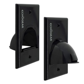 ECHOGEAR Black in Wall Cable Hider - Single Gang Pass Through Pair with Drywall Brackets Included - Manage & Conceal 8 Low Voltage Cords - Quick Install with Cutting Template