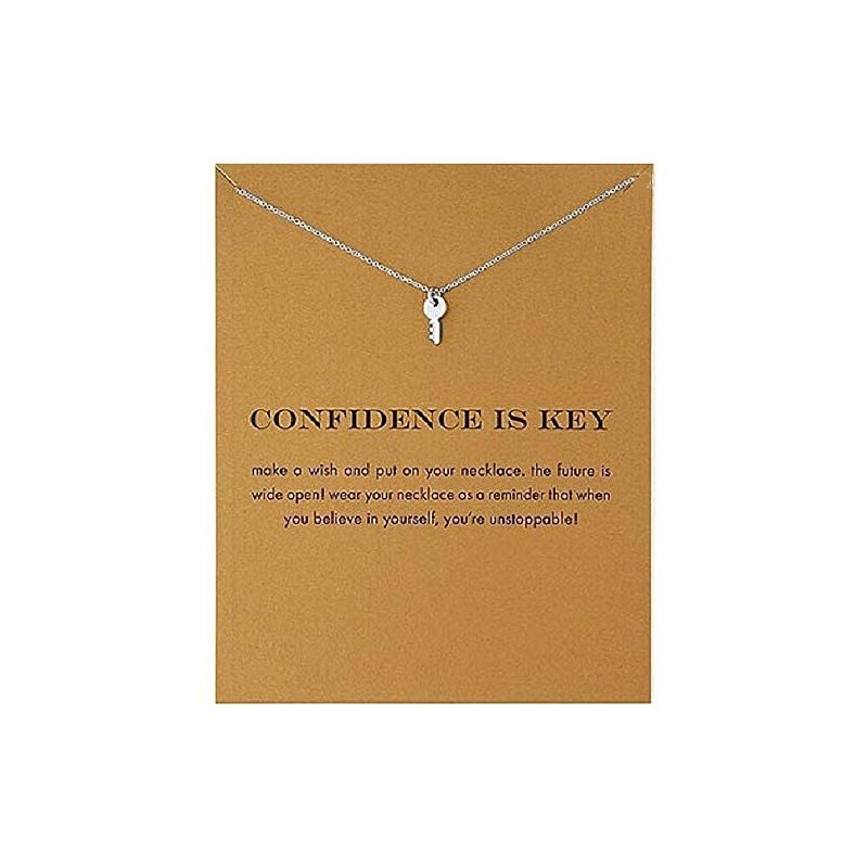 Caiyao Tiny Key Pendant Necklace Confidence is Key Encourage Inspiring