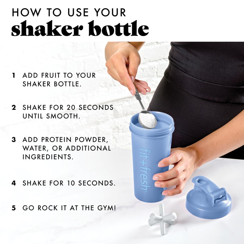 Fit & Fresh Shaker Bottle, Leak Proof Sports Blender Bottle