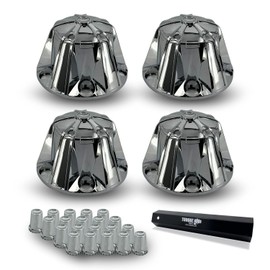 TORQUE Starlight 4 Pack of Rear Axle Wheel Cover 33mm Screw-on Lug Nut Cover for Semi Truck (Chrome Plated ABS Plastic) (Universal Fit) (TR636-TWC)