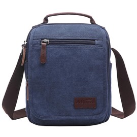 mygreen Small Vintage Canvas+Leather Messenger Cross body Shoulder bag Pack Organizer for Travel Work