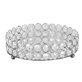 Crystal Cosmetic Makeup Tray 8in Round Display Tray Mirrored Metal Welded Structure for Food Perfume Jewelry Wine Silver