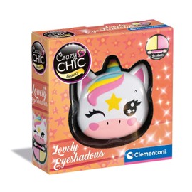 Clementoni 18805 Crazy Chic - Lovely Eyeshadow Eyeshadow Make-up, Safe and Hypoallergenic Cosmetic Set for Girls 6 Years, Easy to Wash with Water, Unicorn Cosmetic Bag
