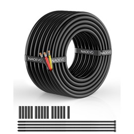 18 Gauge Wire 3 Conductor Electrical Wire, 18 AWG Wire Stranded PVC Cord, 12V Low Voltage/Tinned Copper/Flexible/18/3 Wire for Automotive Wire LED Strips Lamp Lighting Marine (50FT-15.24M)