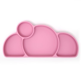 PrimaStella Silicone baby & toddler plate, baby led weaning supplies - Easy-reach design for self-feeding (Plum Pink Purple)