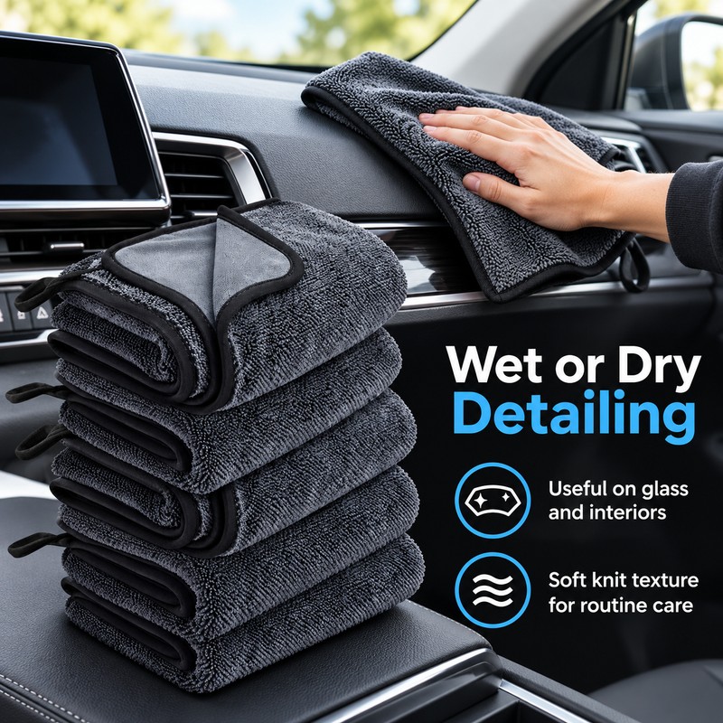 Microfiber Car Wash Towels for Auto Detailing – 600GSM Ultra-Absorbent