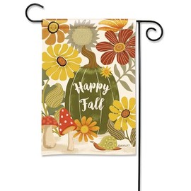 Studio M Double Sided Autumn Harvest Outdoor Flag Decoration for Landscaping, Gardens, and Yards, Standard 13 x 18 Inch Fade Resistant Solar Silk Polyester Fabric Green Yellow Orange Happy Fall