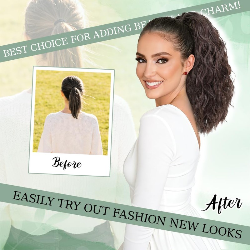 YEAME Ponytail Extension, 14 Inch Short Claw Clip in Wavy