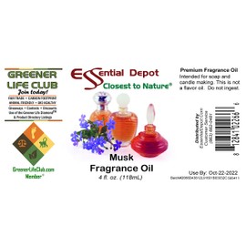 Musk Fragrance Oil - 4 oz - Supplied in 4 oz. Amber Glass Bottle with Black Phenolic Cone Lined and Safety Sealed Cap