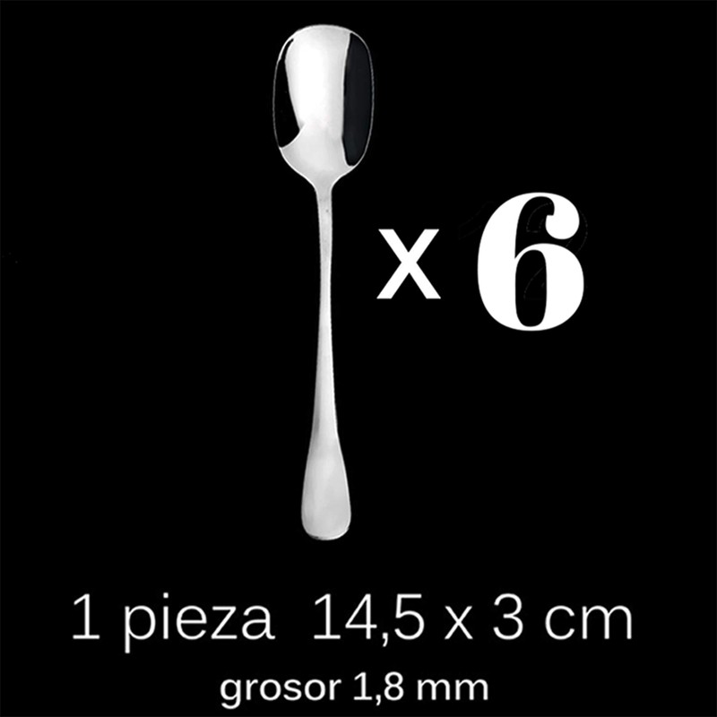 6 Ice Cream Spoons 14.5 x 3 cm Stainless Steel